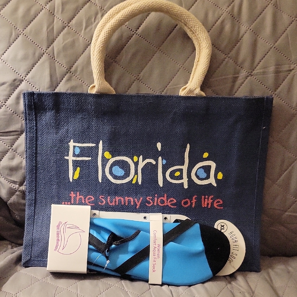 Blue Florida Tote Bag witha Watersports Shoes Size XL